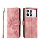 For Xiaomi Poco X6 Pro 5G Skin-feel Flowers Embossed Wallet Leather Phone Case(Pink) - 1