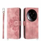 For Xiaomi 14 Ultra Skin-feel Flowers Embossed Wallet Leather Phone Case(Pink) - 1