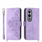 For OnePlus Ace 3V Skin-feel Flowers Embossed Wallet Leather Phone Case(Purple) - 1