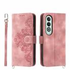 For OnePlus Nord CE4 5G Skin-feel Flowers Embossed Wallet Leather Phone Case(Pink) - 1