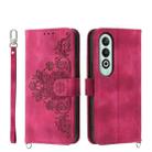 For OnePlus Nord CE4 5G Skin-feel Flowers Embossed Wallet Leather Phone Case(Wine Red) - 1