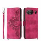 For OnePlus Nord 4 5G Skin-feel Flowers Embossed Wallet Leather Phone Case(Wine Red) - 1