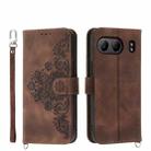 For OnePlus Nord 4 5G Skin-feel Flowers Embossed Wallet Leather Phone Case(Brown) - 1