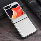 For Samsung Galaxy Z Flip5 Three-stage Folding Leather Texture Phone Case(Silver) - 1