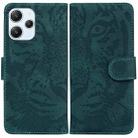 For Xiaomi Redmi 12 Tiger Embossing Pattern Leather Phone Case(Green) - 1