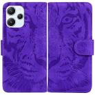 For Xiaomi Redmi 12 Tiger Embossing Pattern Leather Phone Case(Purple) - 1