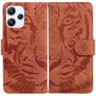 For Xiaomi Redmi 12 Tiger Embossing Pattern Leather Phone Case(Brown) - 1