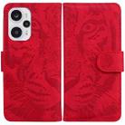 For Xiaomi Poco F5 / Redmi Note 12 Turbo Tiger Embossing Pattern Leather Phone Case(Red) - 1
