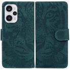 For Xiaomi Poco F5 / Redmi Note 12 Turbo Tiger Embossing Pattern Leather Phone Case(Green) - 1