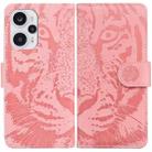 For Xiaomi Poco F5 / Redmi Note 12 Turbo Tiger Embossing Pattern Leather Phone Case(Pink) - 1