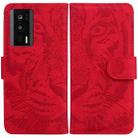 For Xiaomi Poco F5 Pro / Redmi K60 Tiger Embossing Pattern Leather Phone Case(Red) - 1