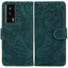 For Xiaomi Poco F5 Pro / Redmi K60 Tiger Embossing Pattern Leather Phone Case(Green) - 1