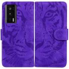 For Xiaomi Poco F5 Pro / Redmi K60 Tiger Embossing Pattern Leather Phone Case(Purple) - 1