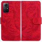 For Xiaomi Redmi Note 12S Tiger Embossing Pattern Leather Phone Case(Red) - 1