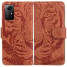 For Xiaomi Redmi Note 12S Tiger Embossing Pattern Leather Phone Case(Brown) - 1