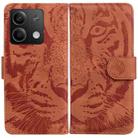 For Xiaomi Redmi Note 13 5G Tiger Embossing Pattern Leather Phone Case(Brown) - 1