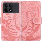 For Xiaomi Redmi K70E / Poco X6 Pro Tiger Embossing Pattern Leather Phone Case(Pink) - 1