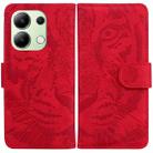 For Xiaomi Redmi Note 13 4G Global Tiger Embossing Pattern Leather Phone Case(Red) - 1