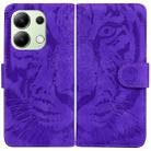 For Xiaomi Redmi Note 13 4G Global Tiger Embossing Pattern Leather Phone Case(Purple) - 1