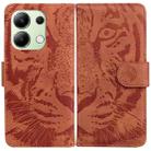 For Xiaomi Redmi Note 13 4G Global Tiger Embossing Pattern Leather Phone Case(Brown) - 1