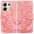 For Xiaomi Redmi Note 13 4G Global Tiger Embossing Pattern Leather Phone Case(Pink) - 1