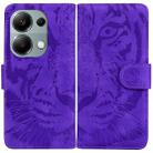 For Xiaomi Poco M6 Pro 4G Tiger Embossing Pattern Leather Phone Case(Purple) - 1