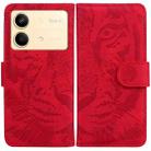 For Xiaomi Redmi Note 13R Pro Tiger Embossing Pattern Leather Phone Case(Red) - 1