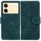 For Xiaomi Redmi Note 13R Pro Tiger Embossing Pattern Leather Phone Case(Green) - 1