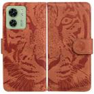 For Motorola Edge 40 Tiger Embossing Pattern Leather Phone Case(Brown) - 1