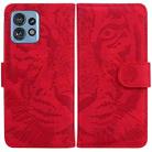 For Motorola Edge 40 Pro Tiger Embossing Pattern Leather Phone Case(Red) - 1