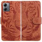 For Motorola Moto G14 Tiger Embossing Pattern Leather Phone Case(Brown) - 1