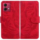 For Motorola Moto G84 Tiger Embossing Pattern Leather Phone Case(Red) - 1