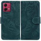 For Motorola Moto G84 Tiger Embossing Pattern Leather Phone Case(Green) - 1