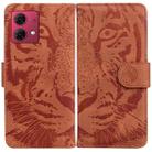 For Motorola Moto G84 Tiger Embossing Pattern Leather Phone Case(Brown) - 1