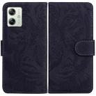 For Motorola Moto G54 Tiger Embossing Pattern Leather Phone Case(Black) - 1