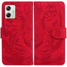 For Motorola Moto G54 Tiger Embossing Pattern Leather Phone Case(Red) - 1