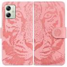 For Motorola Moto G54 Tiger Embossing Pattern Leather Phone Case(Pink) - 1