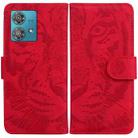 For Motorola Edge 40 Neo Tiger Embossing Pattern Leather Phone Case(Red) - 1