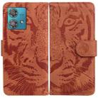 For Motorola Edge 40 Neo Tiger Embossing Pattern Leather Phone Case(Brown) - 1