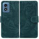 For Motorola Moto G Play 4G 2024 Tiger Embossing Pattern Leather Phone Case(Green) - 1