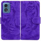 For Motorola Moto G Play 4G 2024 Tiger Embossing Pattern Leather Phone Case(Purple) - 1