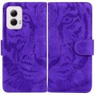 For Motorola Moto G Power 5G 2024 Tiger Embossing Pattern Leather Phone Case(Purple) - 1