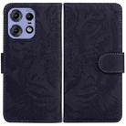 For Motorola Edge 50 Pro Tiger Embossing Pattern Leather Phone Case(Black) - 1