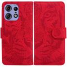 For Motorola Edge 50 Pro Tiger Embossing Pattern Leather Phone Case(Red) - 1