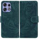 For Motorola Edge 50 Pro Tiger Embossing Pattern Leather Phone Case(Green) - 1