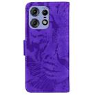 For Motorola Edge 50 Pro Tiger Embossing Pattern Leather Phone Case(Purple) - 3