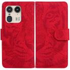 For Motorola Edge 50 Ultra Tiger Embossing Pattern Leather Phone Case(Red) - 1