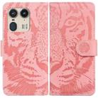 For Motorola Edge 50 Ultra Tiger Embossing Pattern Leather Phone Case(Pink) - 1