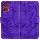 For Motorola Edge 50 Fusion Tiger Embossing Pattern Leather Phone Case(Purple) - 1