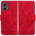 For Motorola Edge 2024 Tiger Embossing Pattern Leather Phone Case(Red) - 1